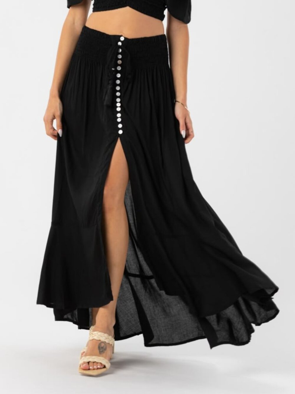 NWT Tiare Hawaii Dakota Maxi Skirt Black Sz One Size